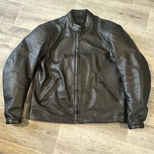 Fast Company Motorcycle Jacket size Large Leather Black Cafe Racer Padded